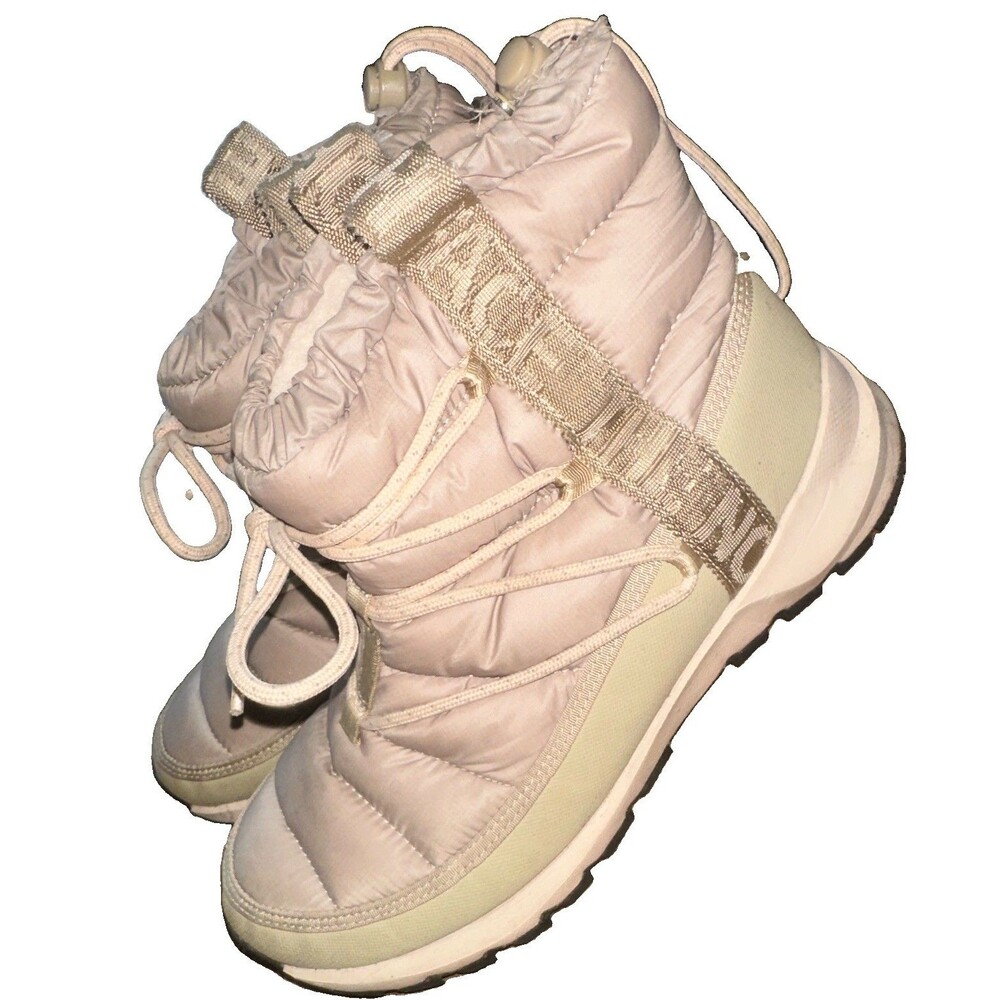 The North Face Women’s Insulated Snow Boots Faux Fur Beige Drawcord Size 10